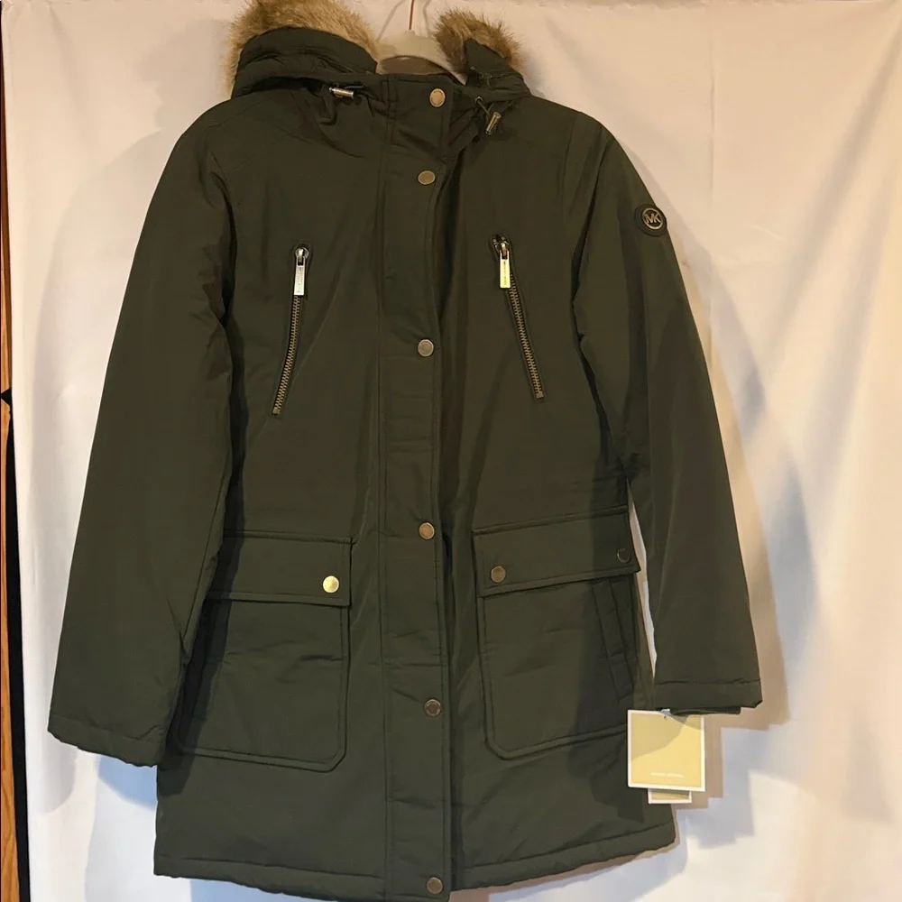 Michael Kors, Ivy Missy Coat Down Parka Jacket, Ivy Green, Women Size S